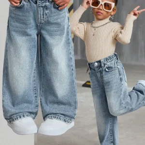 Wide Leg Baggy Denim Pants Fleece Lining