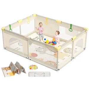 Baby Playpen with Mat 71" × 59"