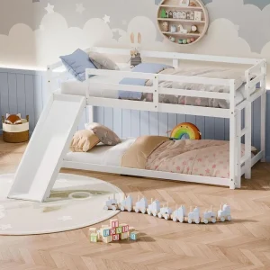 Twin Beds w Slide, Ladder, Storage for Toddlers