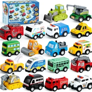 18 Pull Back City Cars and Trucks