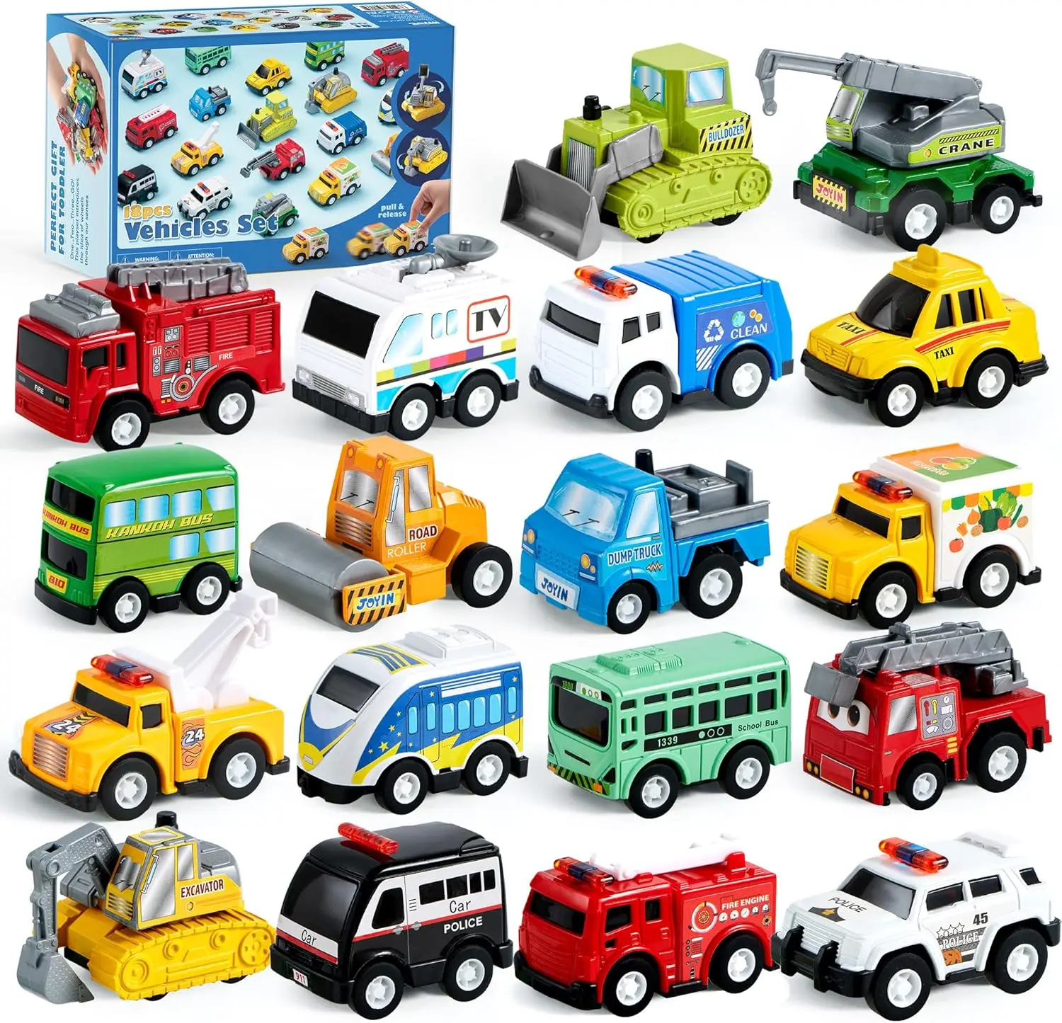 18 Pull Back City Cars and Trucks - Image 1